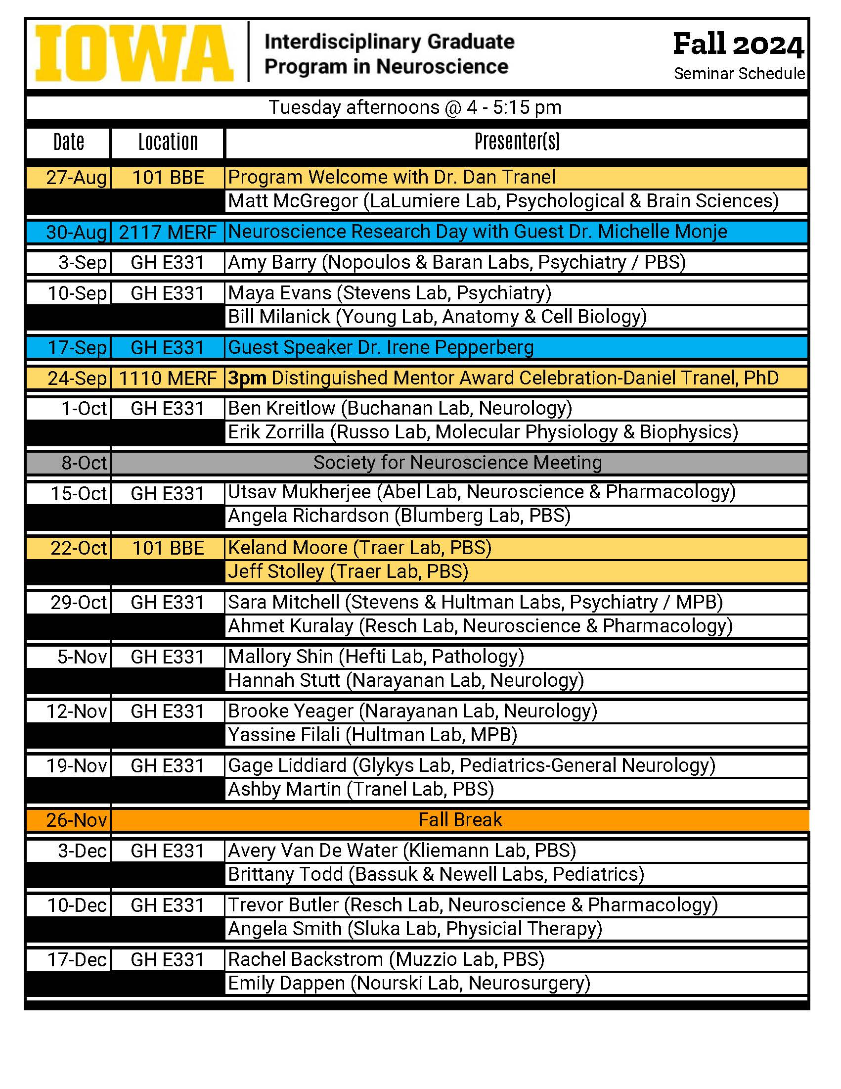 Updated Seminar Schedule 09042024