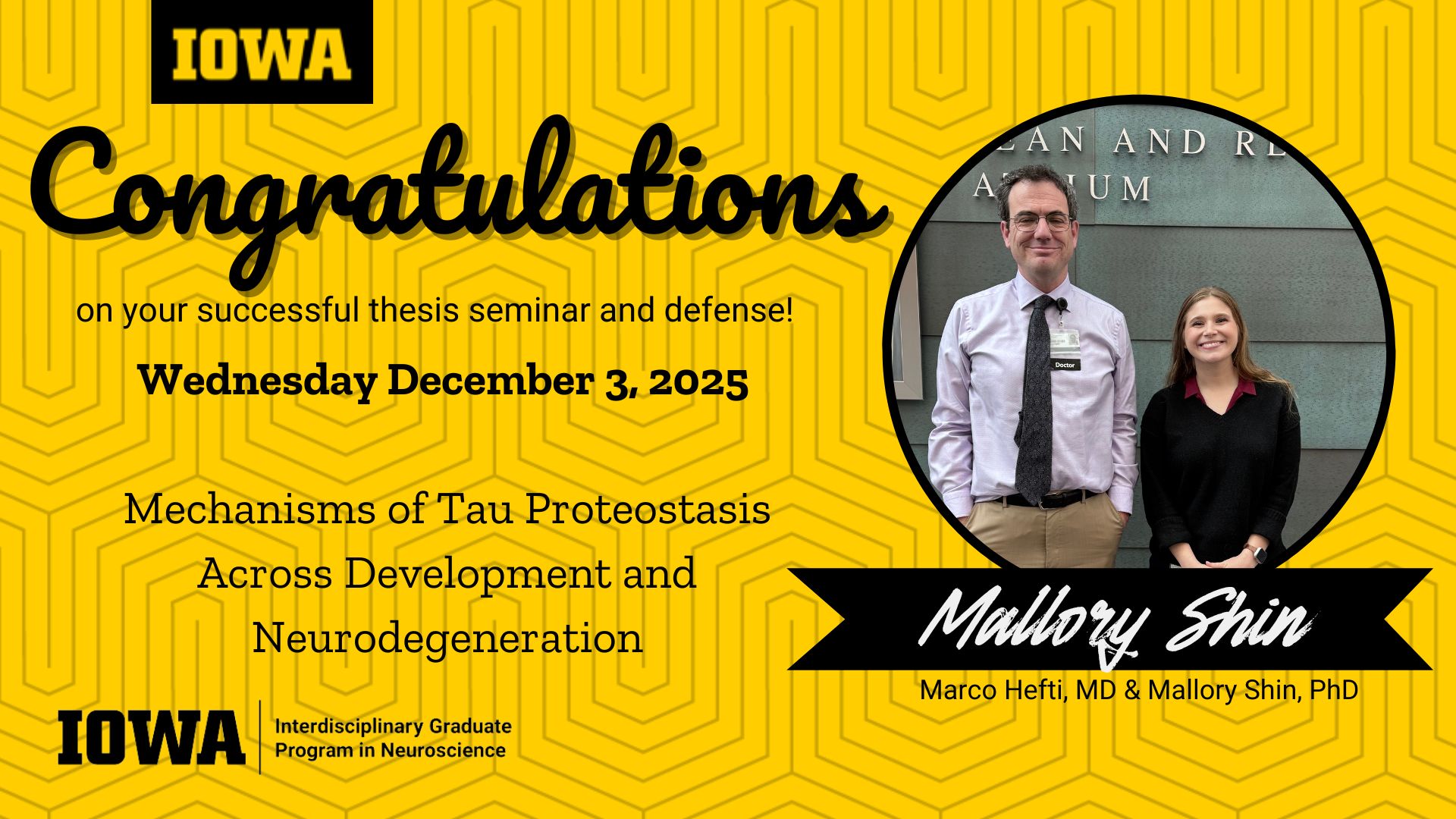 Mallory Shin Thesis Congrats