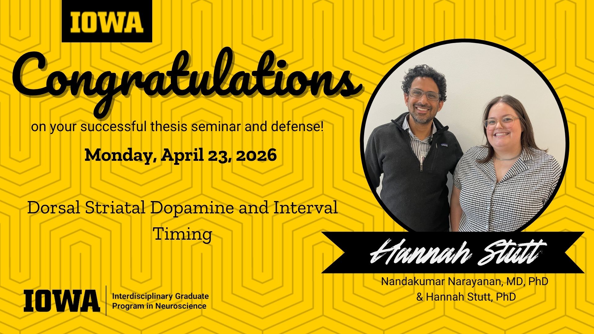 Thesis Seminar Congrats - Hannah Stutt